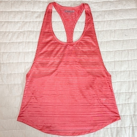 Forever 21 Coral Sheer Stripe Racerback Activewear Tank Top Size Medium - Picture 1 of 12